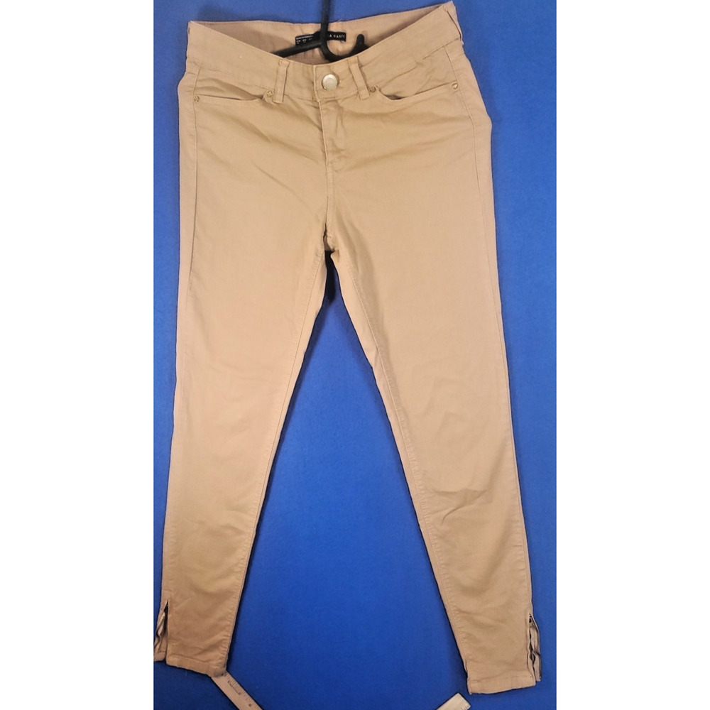 Zara Basic Women's Khaki Skinny Jeans Tan Ankle Zip Pockets Size 04